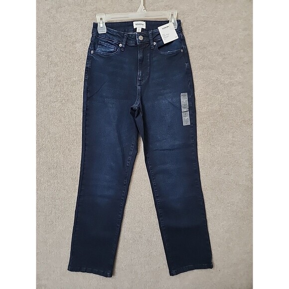 Sonoma Curvy High Rise Straight Jeans Womens 2 Blue Dark Wash Stretch NEW - Picture 2 of 10